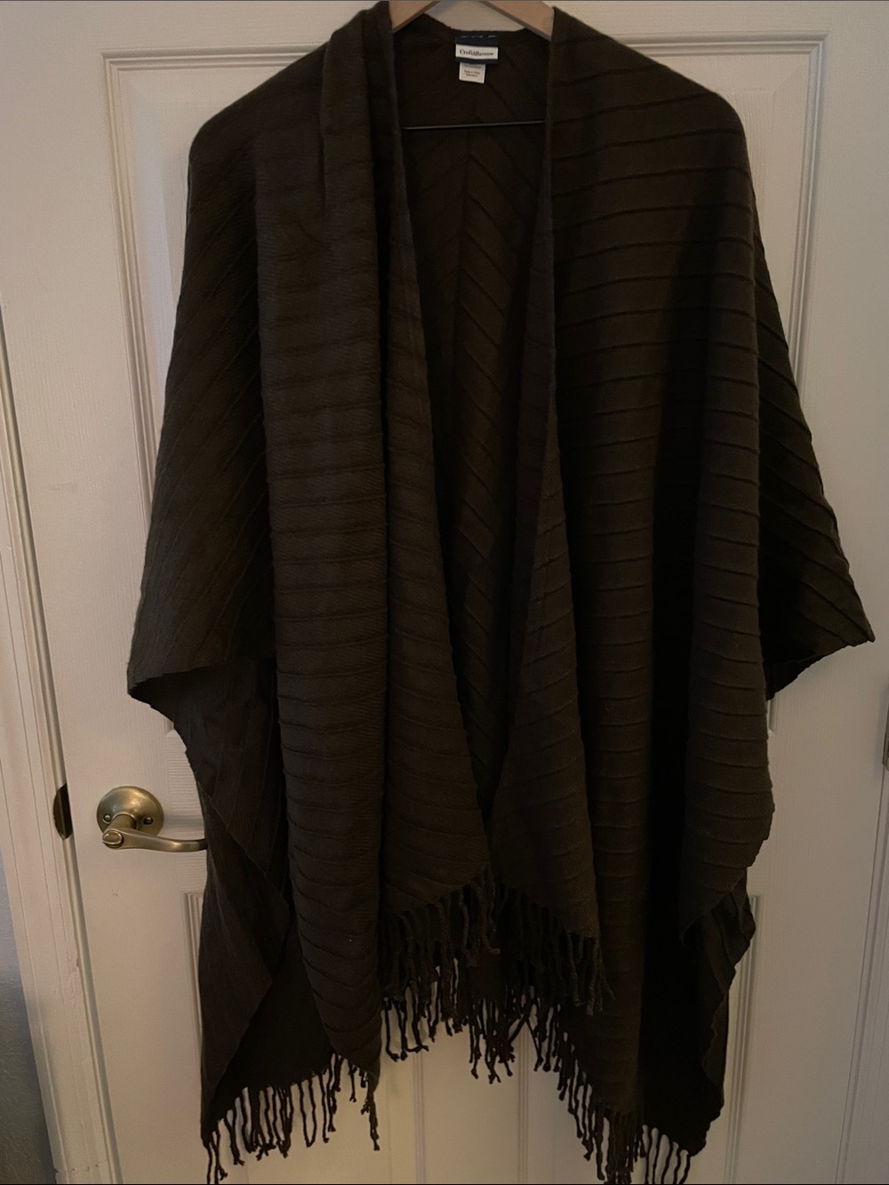 Croft & Barrow Dark Brown Ribbed Fringe Shawl Wrap, OS One Size